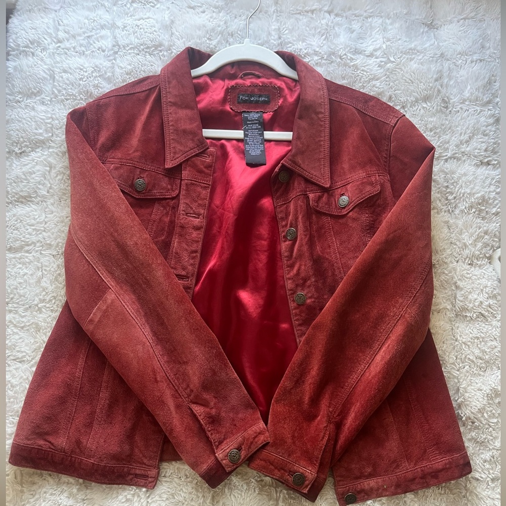 Redish Pink Suede Jacket Classic Style